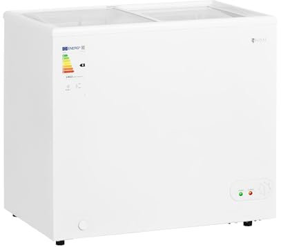 Royal Catering RCFGDF-200 Gefriertruhe 200 L Glastüren abschließbar Kühltruhe Tiefkühltruhe Tiefkühler Gefriertruhe groß