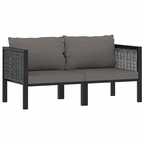 Rantry Casa 2-Sitzer-Sofa mit anthrazitfarbenen Kissen aus Polyrattan, Schlafsofa, Loungesofa, modernes Sofa