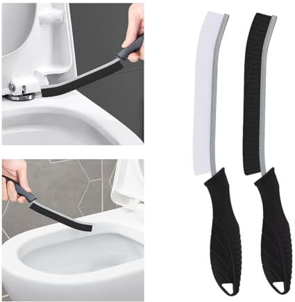 TQRR Spazzole Per Pulire- 2 pezzi Spazzola per WC, Spazzola Per La Pulizia Delle Fissure, Multifunzionale Spazzola Pulizia Casa per Cucina, Bagno, Finestra (2, Nero)