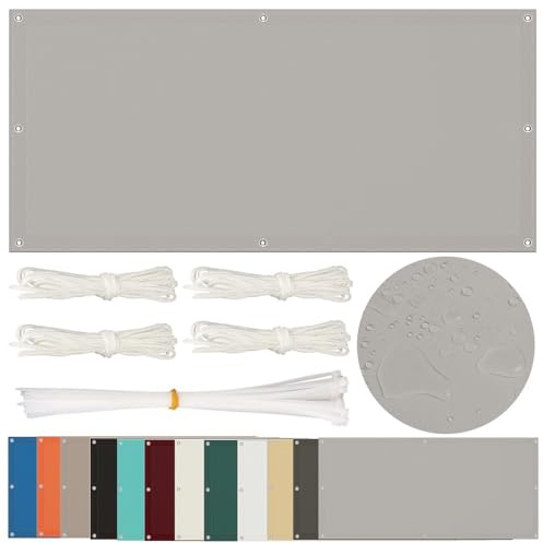 Sonnensegel Wasserdicht, 1,5x2 M, Balkon, Rechteckig mit Ösen, Segeltuch, UV-Schutz, Schwerstarbeit (Hellgrau)