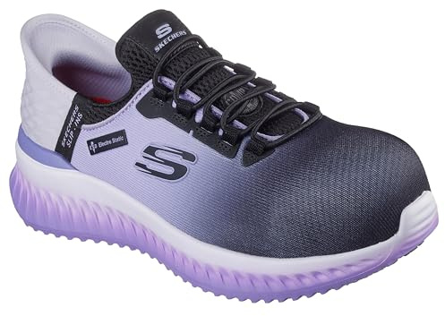 Skechers Tilido OmbrayConstruction Bottes pour Femme, Textile synthétique Noir Violet, 36 EU