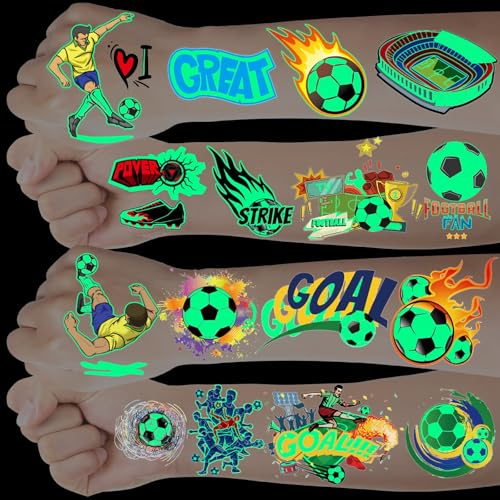 20 Stück Tattoo Kinder Fussball Geschenke Jungen, Kleinigkeiten für Kinder Give Aways Mitgebsel Kindergeburtstag 3 4 5 6 7 8 9 10 Jahre, Tattoo Jungen Fußball Spielzeug Kindertattoos Hautfreundlich