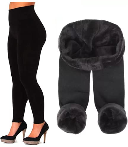 Gadgets Mafia Women’s Thermal Leggings, Black, Size M/L (UK 10–12) – High Waist Fleece Lined Winter Yoga Pants, Non-See-Through 4-Way Stretch Tights for Running, Hiking, Gym