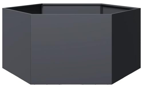 vidaXL Odlingslåda antracit sexkantig 104x90x45 cm stål, odlingslåda, trädgårdskruka, planteringslåda, odlingslådor, trädgårdskrukor, planteringslådor