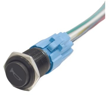 16/19MM Momentary/Self-Latching Speaker Horn Symbol Metal Push Button Switch 1NO1NC with LED Illuminate Wire Harness IDGTTLDF(16MM with Harness)