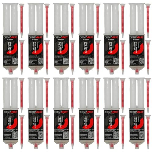 12x Remstaler 2K EPOXIDKLEBER | Kraftkleber | extra Stark für Innen- und Außenbereich inkl. 2 Mischer | transparent
