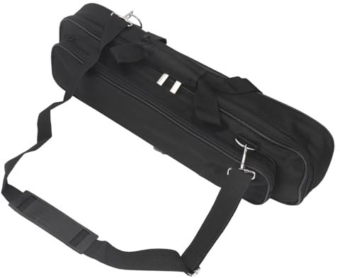 16-Loch-17-Loch-Flötentasche, Stoßfestes, Regenfestes Oxford-Tuch, Weiches Samtfutter, Schwarz, Seitentasche, Metallhaken, Geeignet für Musikinstrumente (BLACK)
