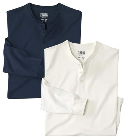 ATLAS FOR MEN - 2er-Pack Henleyshirts Outdoor - M