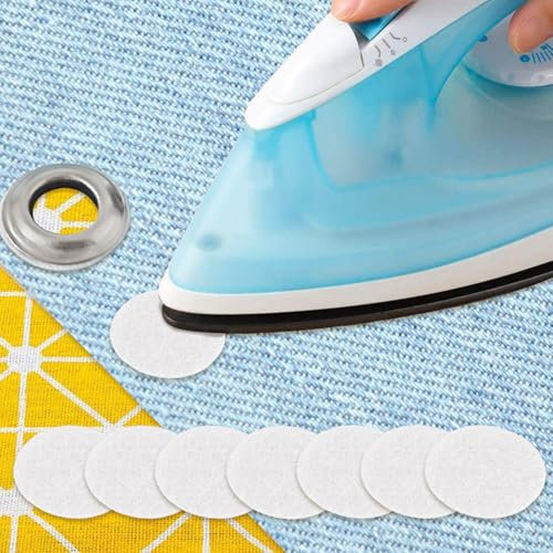 OCCOUMR 100 Stück Aufbügelbar Ösenpatch, 20mm Ösen Bügelflicken Weiß Filz Ösenaufnäher Zur Verstärkung oder Reparatur bei Ausgerissenen Ösen