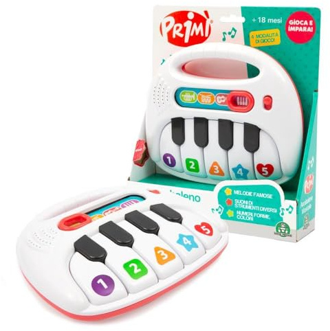 Primì - Piano Arc-en-Ciel Musical, Jeu de Petite enfance, Clavier électronique interactif. Piano avec lumières et 4 Modes, poignée de Transport Pratique, pour Enfants