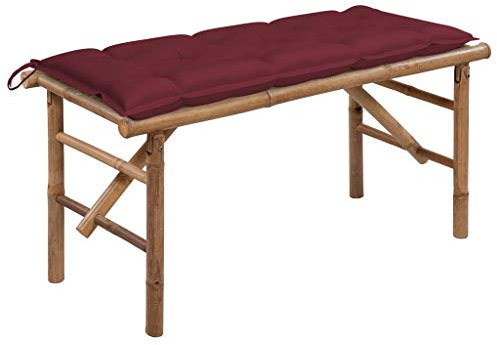 Generisch Klappbare Gartenbank mit Auflage 118 cm Bambus,jiangboyue-3063873