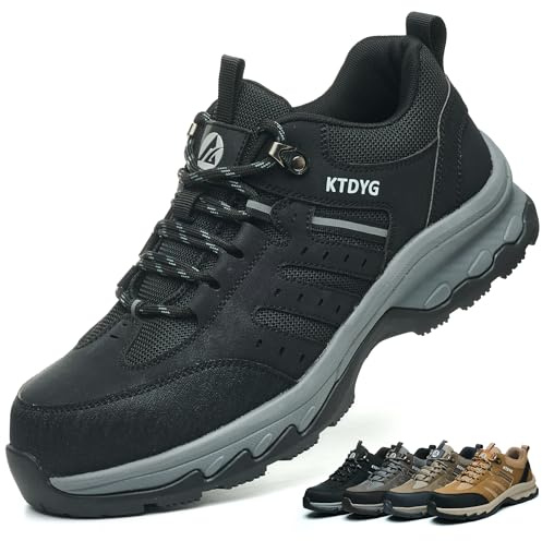Steel Toe Cap Trainers Men Women Safety Trainers Lightweight Comfortable Safety Shoes Breathable Non Slip Work Trainers, Black, 10UK
