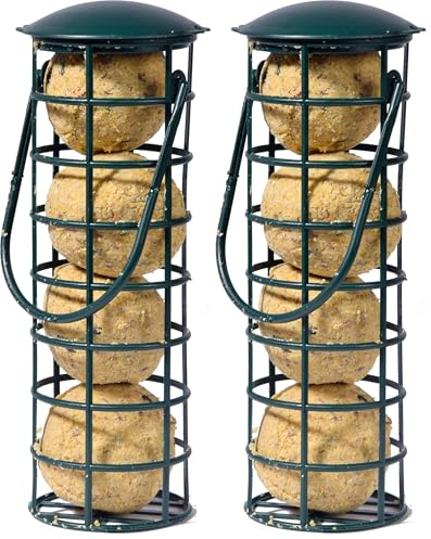 dobar 24081, mangiatoia per uccelli con quattro palle di cinciarella, ricaricabile, nera, plastica, confezione da 2 (1 x 360 g)