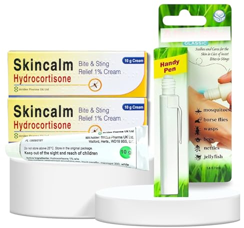 Skin Calm Mosquito Bite and Sting Relief, 1% Cream (2 x 10g Tubes) + AfterBite Pen 14ml | Insect Sting Relief | Calming Lotion for Irritated Skin | Mosquito Bump Soothing Gel | Bug Bite Cream