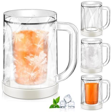 Kopinma Juego de 4 jarras de cerveza congeladas con accesorios de bar para el hogar, regalos de cerveza