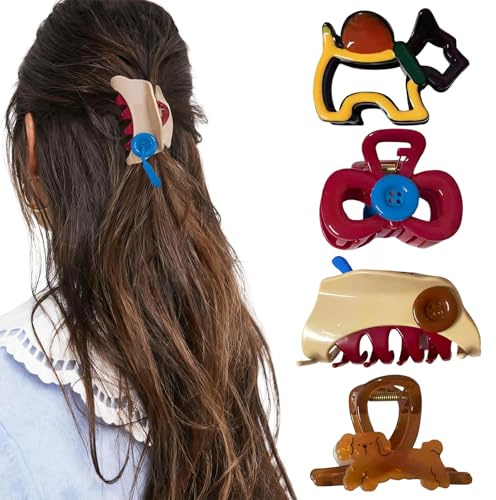 4 Pezzi Mollettone Capelli Donna,Fermaglio Capelli Donna Eleganti,Mollette capelli piatte,con Denti a Doppia Fila,per Capelli Sottili,Antiscivolo,Accessori per Capelli corti,per Donne e Ragazze