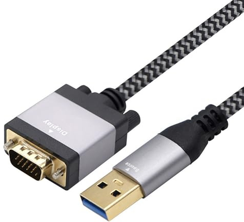 Wdbild Convertisseurs USB 3.0 mâle vers VGA mâle 5 Gbps transfert de données reconnaissance automatique pour systèmes