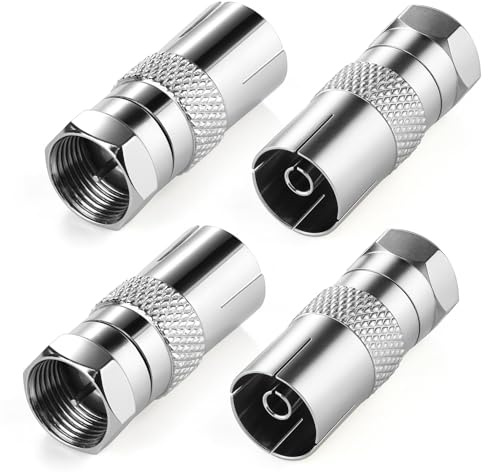 4 Connettori Per Antenna TV, Connettore Per Antenna F Maschio A Femmina TV - Adattatore Coassiale Per Cavi Antenna E Satellite - 9,5 Mm, Adattatore Per Connettore Femmina PAL TV A Vite Tipo F Maschio