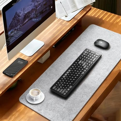Yokuni Tapis de Bureau Grand Format en Feutre, Sous-main de Bureau en Feutre, Tapis Ordinateur, 3mm D'Épaisseur, Silencieux, Résistant à la Chaleur, Antidérapant100 x 40 cm,pour le Bureau et la Maison