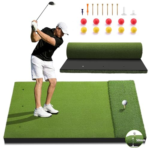 Fanshaw Premium Dual-Turf Golf Mat: 5x4ft-1.93 Inch Thickened for Backyard, Driving Range, Indoor & Outdoor Practice Hitting, Swing & Chipping, Ideal Gifts for Men Dad