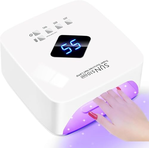 ARREBLY 120 W UV LED-nagellampa, uppladdningsbar nageltorkare gel nagellampa, intelligent bilsensor LCD-display nagellampa, bärbar 30 pärlor LED-nagellampa med 4 timerinställning