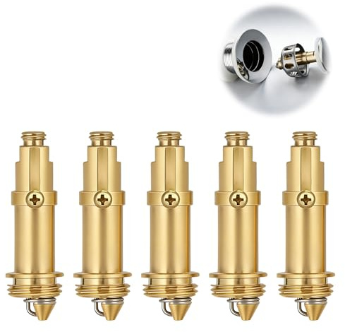 5PCS Latón de Recambio para Desagüe de Lavabo, Valvula Click Clack Lavabo Desagüe con Mecanismo de Resorte, Tapón de Lavabo y Bañera con Sellado Duradero para Uso Diario