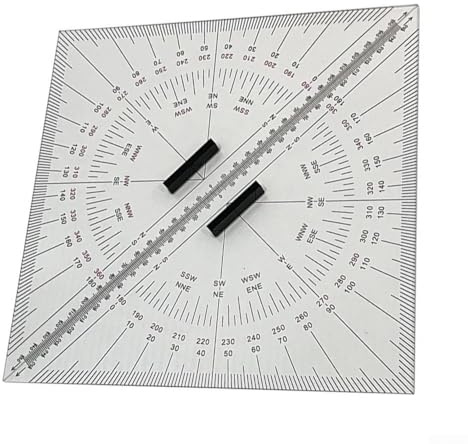 HanOaki Kit de trazado de cartas de navegación marina | 2 cuadrados triangulares acrílicos y transportador de 300 mm | para medición de distancia para barcos, yates y barcos