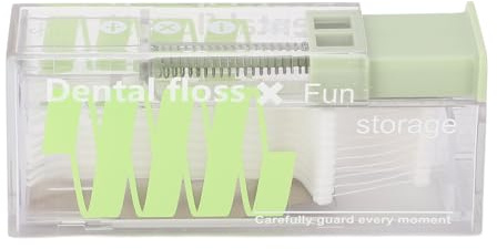Adfaga Distributeur de fil dentaire à ouverture automatique, support portable avec 10 recharges, étui compact de voyage pour adultes en déplacement, plastique ABS (Verte)