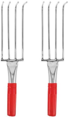 TOYANDONA Rastrello per Vongole in Acciaio Inox 32 Cm, Set 2 Pezzi, Strumento Manuale per Scavare e Raccogliere Molluschi da Spiaggia, Utensile Anticorrosione Ergonomico per Raccolta