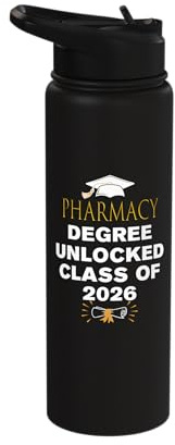 Pharmacy Degree Unlocked Class of 2026 Graduation Pharmacist Stainless Steel Insulated Water Bottle