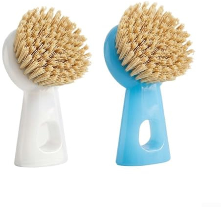 Zeroupshop Paquete de 2 cepillos de limpieza de verduras, limpiador vertical de patatas con mango antideslizante para zanahorias, remolachas, hongos, cerdas de nailon resistentes, herramienta de