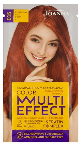 Joanna Tönungsshampoo “Multi Effect” - Haarfärbe-Shampoo im Beutel - Haltbarkeit 4 bis 8 Wäschen - Haartönung ohne Ammoniak und Oxidationsmittel - Feuriges Rot