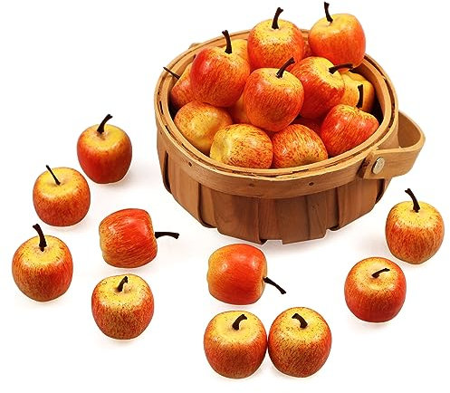 Lorigun 30pcs Artificial Lifelike Simulation 1.3 Mini Red Apples Fake Fruits Photography Props Model