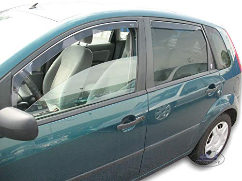 J&J AUTOMOTIVE Windabweiser passend für Ford Fiesta 5-Türer 2002-2008 4tlg, Heko Regenabweiser Vorne Hinten Getönt Dunkel Passform
