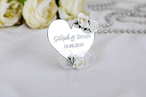 20 x Gastgeschenk Acryl Herzform personalisiert - Geschenke für Gäste - Hochzeitsgeschenke, Verlobungsgeschenke