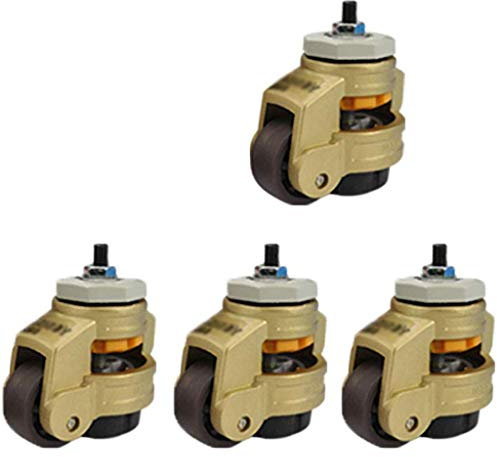 YJDQJL Schwerlastrollen, 4 hochbelastbare, einziehbare Lenkrollen, rutschfeste Basis, Gewindezapfen - Schrauben/Hardware enthalten 500 kg, einstellbar: 8 mm-12 mm/Gold / 100S