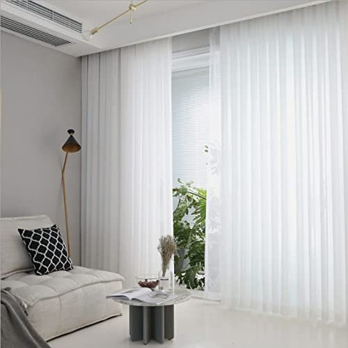 E-ROCK Maßgeschneiderte weiße Voile Store Gardine, Massanfertigung, inklusive Blei und Kräuselband (Universalband), Vorhang nach Maß, Höhe 90 – 295 cm (140 cm Höhe x 150 cm Breite)