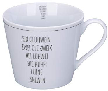Krasilnikoff - Happy Cup - Becher, Tasse mit Henkel - Glühwein - Porzellan - H9 x Ø10 cm - Volumen: 400 ml
