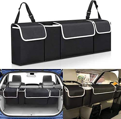 JOYSOG Kofferraum Organizer Auto Organizer Kofferraum,Auto Aufbewahrungstasche Rückbank Organizer Kofferraum Tasche für SUV Truck - Schwarz