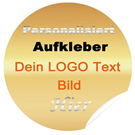 Personalisierte Aufkleber Individuell Etiketten Kleinbetrieb Wasserdicht Text Logo Bild (100, 3x3cm Runden)