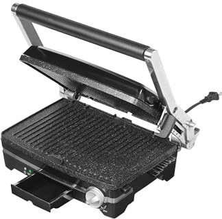 Starfrit The Rock Panini Press, Reversible Plates, 180°, Adjustable Heat