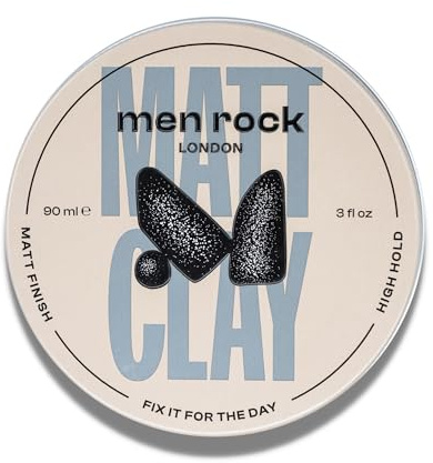 Men Rock Haar Clay 90ml - Starker Halt, Mattes Finish für volleres & dickeres Haar, Wasserbasierte Formel