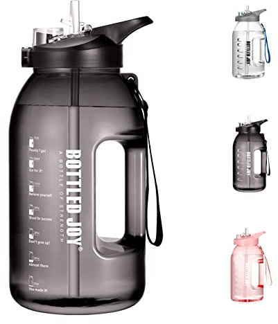 Acxilexy Gourde de Sport, 2.5L Bouteille d'Eau de Motivation Avec Paille et Marqueur de Temps, Sans BPA Bouteille d'Eau à Large Goulot pour la Salle de Sport Les Voyages