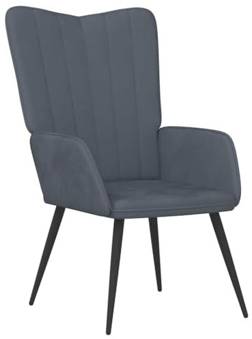vidaXL Relaxsessel, Sessel mit Stahlrahmen, Relaxstuhl Polsterstuhl mit Armlehne, Fernsehsessel Polstersessel Wohnzimmer, Modern, Dunkelgrau Samt
