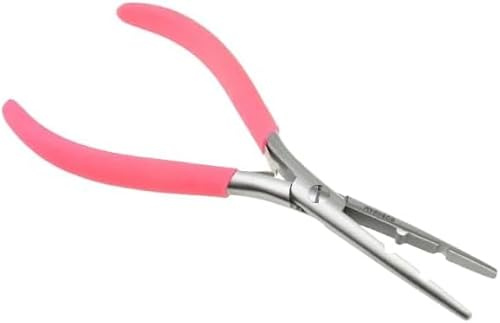 MAQNSCO 7'' Multi-Function Stainless Steel Hair Extension Pliers – Micro Rings & Beads Removal Tool with 2 & 3.6mm Holes – Non-Slip Pink Grip Handle for Precision