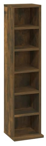 vidaXL CD-hylla rökfärgad ek 21x20x88 cm konstruerat trä, CD-förvaring, förvaringshylla, förvaringsskåp, CD-skåp, förvaringshyllor, bokhylla