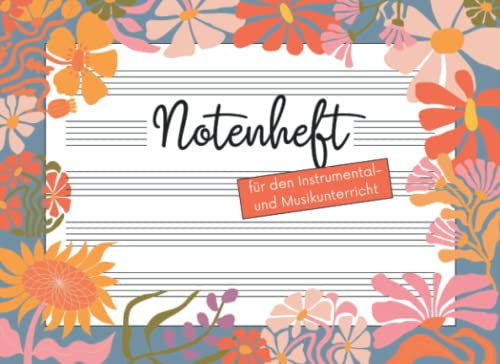 Notenheft: 100 Seiten Notenheft im Querformat | für den Instrumental- und Musikunterricht | 5 Notensysteme pro Seite