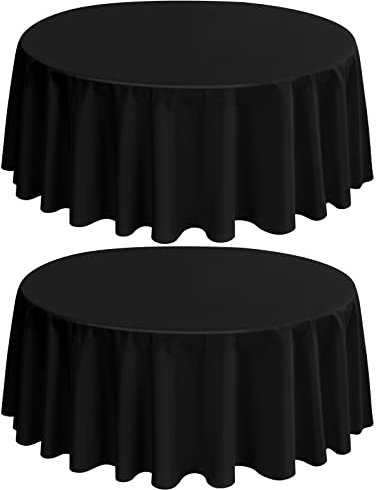 2-Pack Runde Tischdecke 229 cm Schwarz - Premium Polyester für Runden Tisch, Fleck- und Faltenfreie Waschbare Stoff für Hochzeitsfeier, Bankett, Restaurant, Empfang