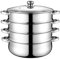 Housoutil 1set Stainless Steel 4 Tier Steamer, 4-Layer Steaming Cookware Food Steamer Pot with Lid, 28cm Cooking Stack and Steam Pot Set Work with Gas, Electric, Grill Stove Top