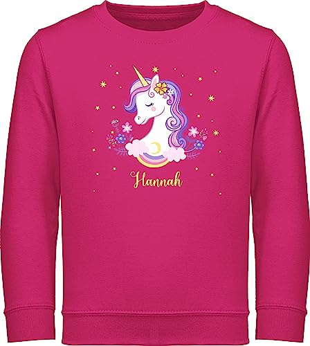 Geschenk mit Namen personalisiert by Shirtracer - Sweater Kinder Sweatshirt Jungen Mädchen Pullover - Einhorn Geschenk Einhörner I Unicorn